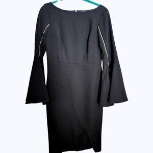 INA‎ Black Long Sleeve Bell Cuff Dress Career Party Cocktail Medium